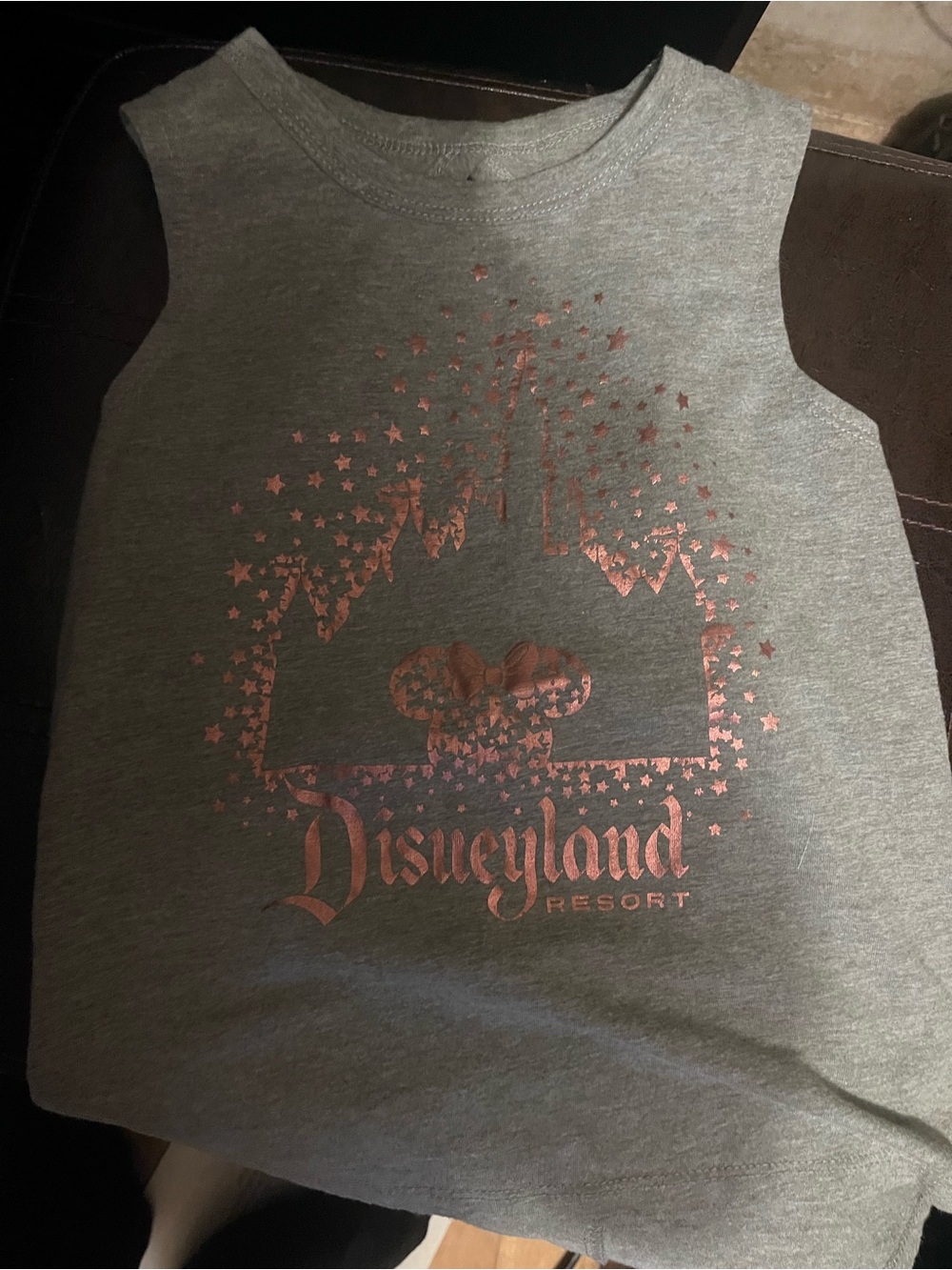 Disney Gray Tank Top with Rose Gold Disneyland Castle Print